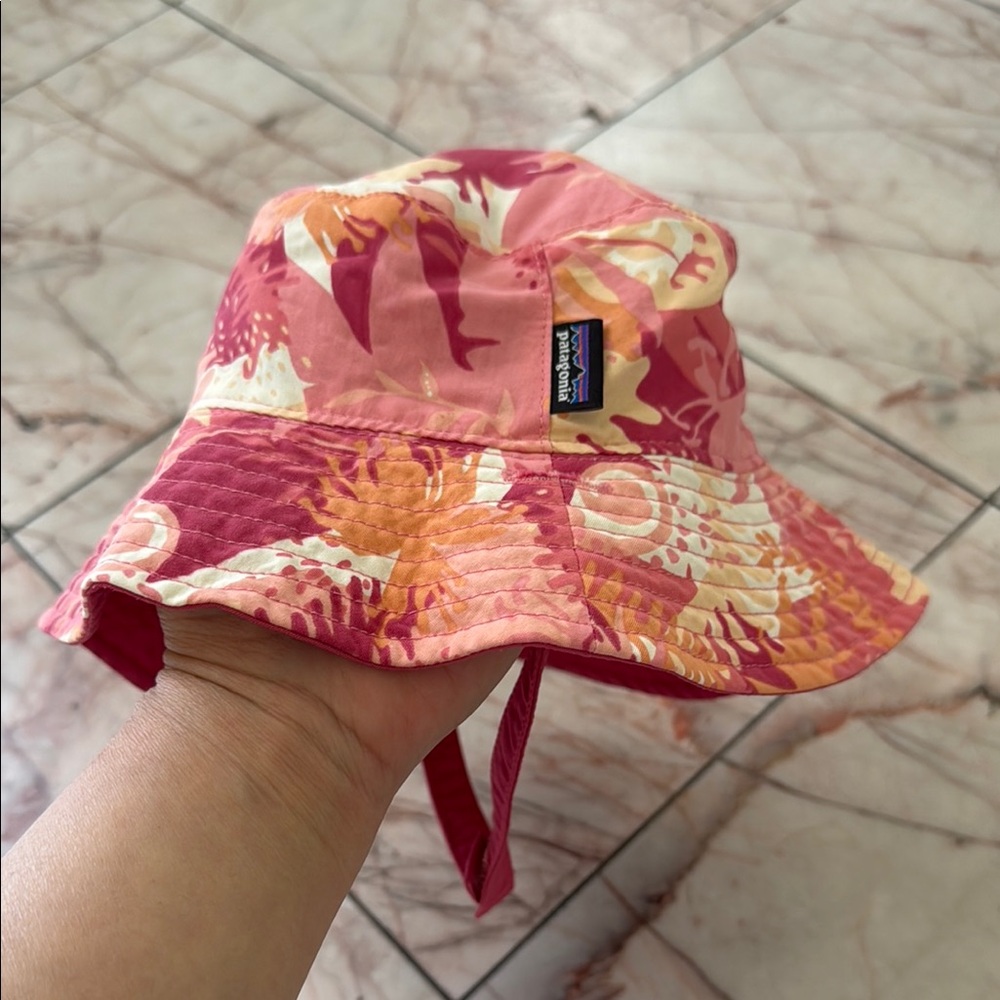 Patagonia Floral Pink and Orange Bucket Hat